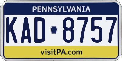 PA license plate KAD8757