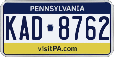 PA license plate KAD8762