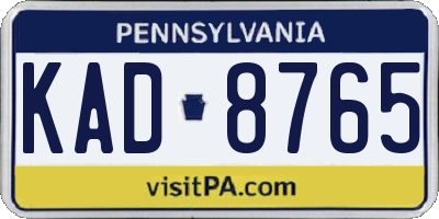 PA license plate KAD8765
