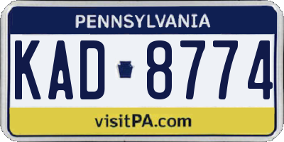 PA license plate KAD8774