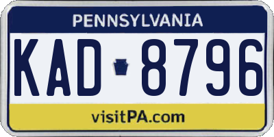 PA license plate KAD8796