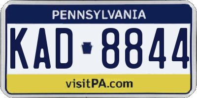 PA license plate KAD8844
