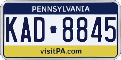 PA license plate KAD8845