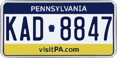 PA license plate KAD8847