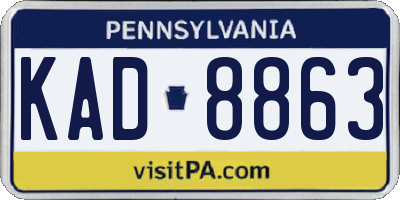 PA license plate KAD8863