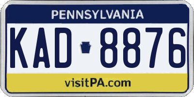 PA license plate KAD8876