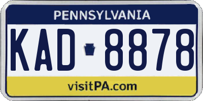 PA license plate KAD8878