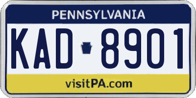 PA license plate KAD8901