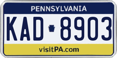 PA license plate KAD8903