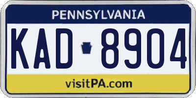 PA license plate KAD8904