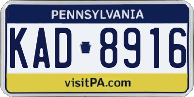PA license plate KAD8916