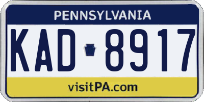 PA license plate KAD8917