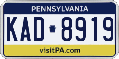PA license plate KAD8919