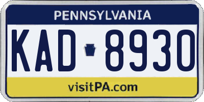 PA license plate KAD8930