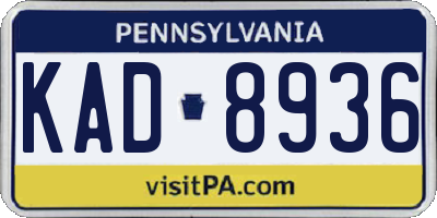 PA license plate KAD8936
