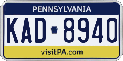 PA license plate KAD8940