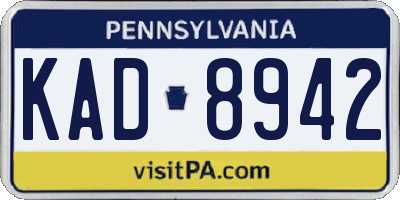 PA license plate KAD8942