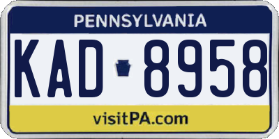 PA license plate KAD8958