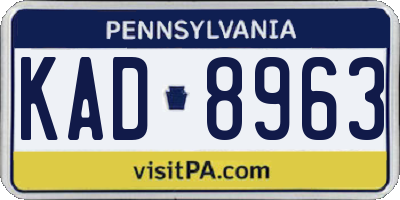 PA license plate KAD8963
