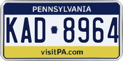 PA license plate KAD8964