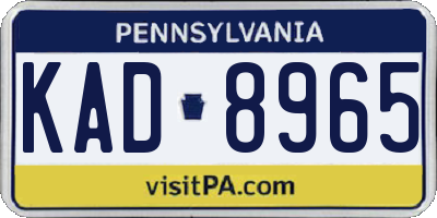 PA license plate KAD8965