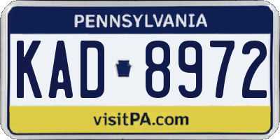 PA license plate KAD8972