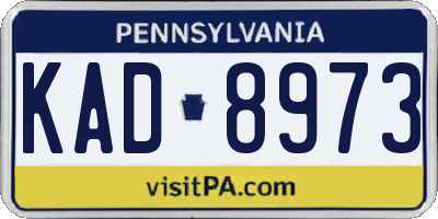 PA license plate KAD8973