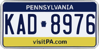 PA license plate KAD8976
