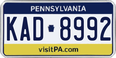 PA license plate KAD8992