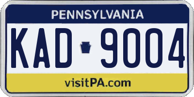 PA license plate KAD9004