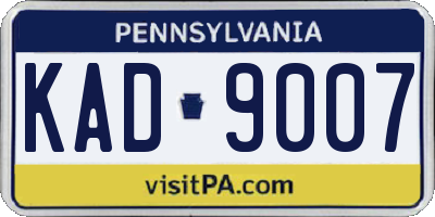 PA license plate KAD9007