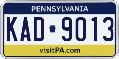 PA license plate KAD9013