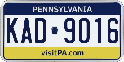 PA license plate KAD9016