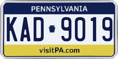 PA license plate KAD9019