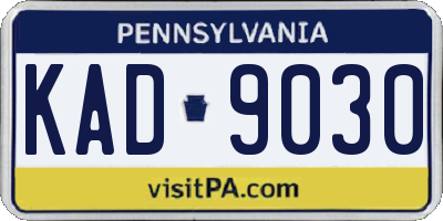 PA license plate KAD9030