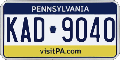 PA license plate KAD9040