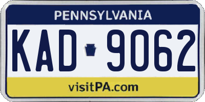 PA license plate KAD9062