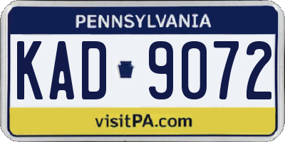 PA license plate KAD9072