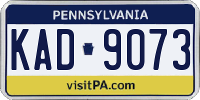 PA license plate KAD9073