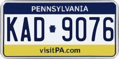 PA license plate KAD9076