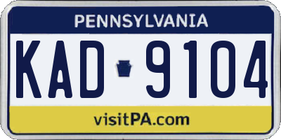 PA license plate KAD9104