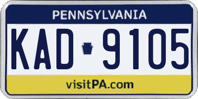 PA license plate KAD9105