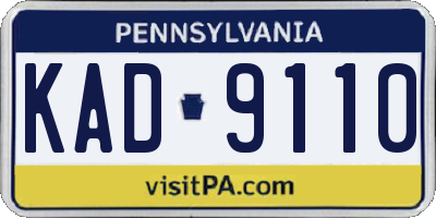 PA license plate KAD9110