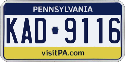 PA license plate KAD9116