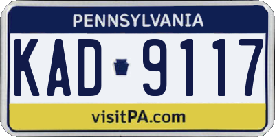 PA license plate KAD9117