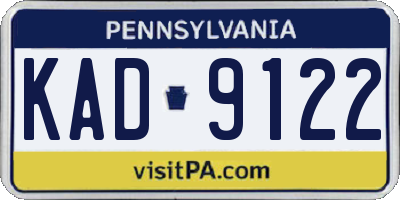 PA license plate KAD9122
