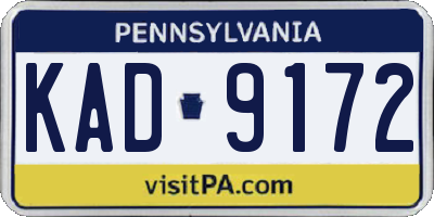 PA license plate KAD9172