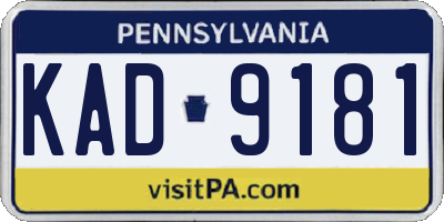 PA license plate KAD9181