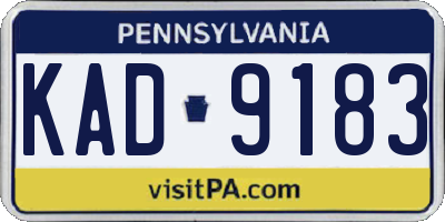 PA license plate KAD9183