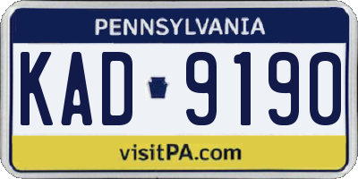 PA license plate KAD9190